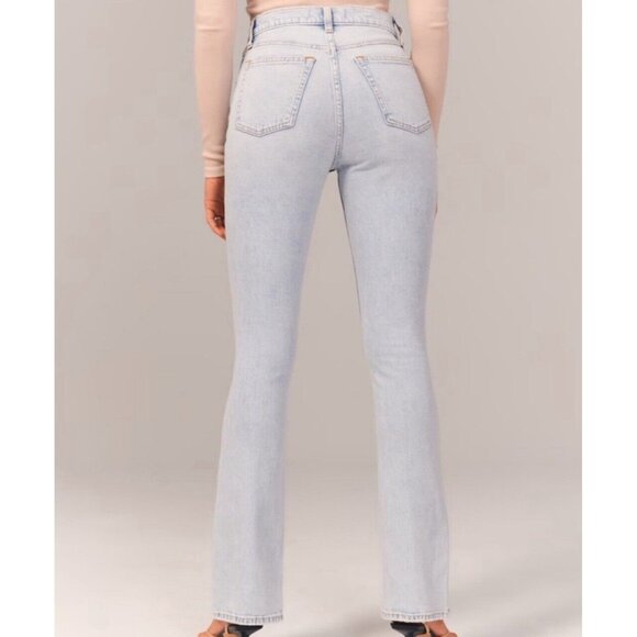 Abercrombie & Fitch The Skinny High Rise Split Hem Vent Jeans Blue 27/4 Long - Picture 5 of 16